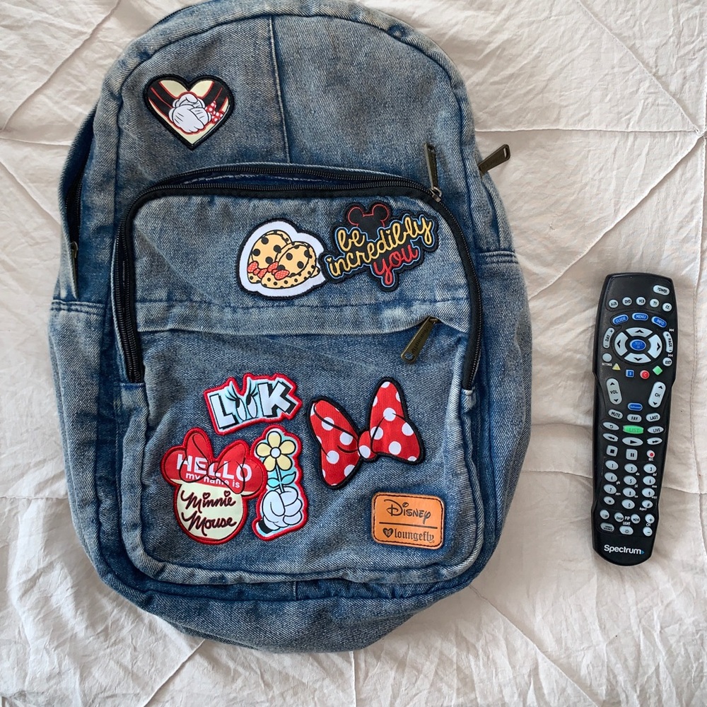 COPY - LOUNGEFLY distressed denim Disney backpack